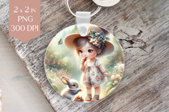 Strawberry Girl with Bunny PNG Sublimation Design Product Image 1