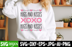 Xoxo Hugs And Kisses SVG Design,Valentine's Day SVG Design Product Image 1