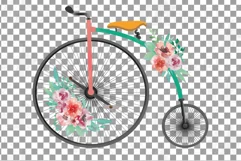 Coral pink and burgundy red floral high wheelers clip art pa Product Image 5