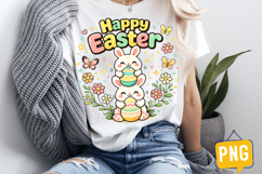 Cute Easter Bunny Sublimation PNG Spring Shirt Design Product Image 3