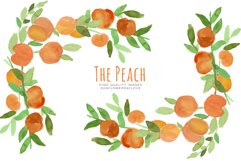 Peaches Greenery Watercolour, Peaches Clipart Product Image 3