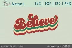 Believe Retro Christmas SVG - PNG, DXF, SVG, EPS, Cut File Product Image 2