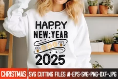 Happy New Year 2025 SVG Design, New Year 2025 SVG Cut Files Product Image 1
