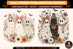 Floral Ghost PNG | Coquette Halloween Ghost Sublimation Product Image 1