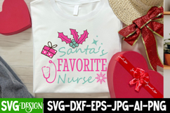 Santa’s Favorite Nurse SVG Design,Pink Christmas SVG Product Image 3