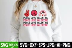 Peace love valentine Retro Valentines Day shirt SVG cut file Product Image 1