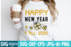 Happy New year Y’all 2025 SVG Design,New Year SVG Design Product Image 1