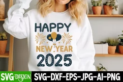 Happy New Year 2025 SVG Design,New Year SVG Cut File Product Image 2