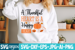 A Thankful Heart is a Happy Heart SVG Design,Thanksgiving Product Image 2
