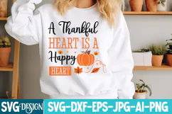 A Thankful Heart is a Happy Heart SVG Design,Thanksgiving Product Image 2
