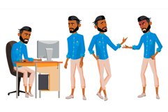 Arab Man Office Worker Vector. Set. Arab Product Image 1