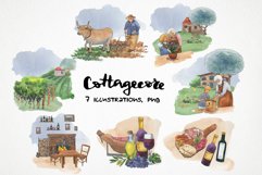 watercolor cottagecore art vineyard farm landscape clipart Product Image 1