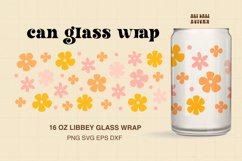 Retro Flowers Wrap For Libbey Can Glass| Groovy Daisy SVG Product Image 1