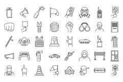 Protest activist icons set, outline style Product Image 1