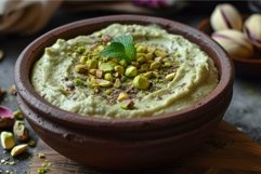 Traditional pistachio dessert in clay bowl Product Image 1