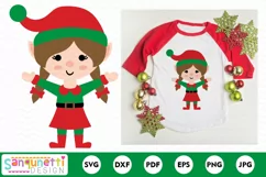 Cute little girl elf SVG, Christmas cutting file Product Image 1