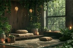 Serene indoor garden with zen seating area Product Image 1