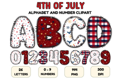 4th July Alphabet png clipart, independence letters doodle Product Image 1