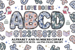 I Love Books Seamless Patterns, Book Lover doodle letters Product Image 2