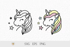 Unicorn svg, Unicorn face svg, Unicorn clipart Product Image 1