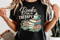 Books Are My Therapy PNG Reading Book Lover Product Image 5