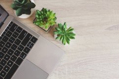 Stylish workspace on a wooden office desk, business concept Product Image 1