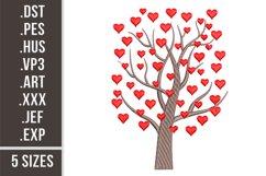 Family Tree with Hearts Embroidery Design. Tree of life Product Image 1