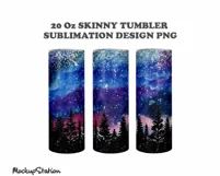 Northern Lights Tumbler SVG Template | Tree Line Tumbler SVG Product Image 3