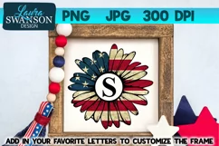Patriotic Sunflower Monogram Frame PNG, JPG, Sublimation Product Image 3