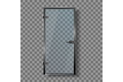 Glass Door With Steel Handle And Hinges Vector Product Image 1
