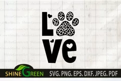 Valentines svg Love Paw Cheetah Print for Dog/Cat Lovers Product Image 4