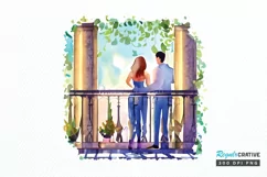 Watercolor The Bride and Groom Sublimation PNG Product Image 1
