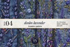 Embroidered Denim Digital Paper| Floral Denim Pattern Product Image 1