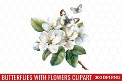 Butterflies With Flowers Clipart Product Image 1