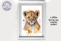 Realistic Watercolor Baby Lion 4 JPEG images Wall Art Bundle Product Image 3