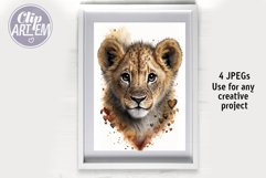 Realistic Watercolor Baby Lion 4 JPEG images Wall Art Bundle Product Image 6