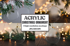 Acrylic Christmas Ornament Mockups | Clear Round Holiday Product Image 1