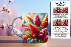 Stylish 11oz Mug Wrap Png Template , Flowers Product Image 1