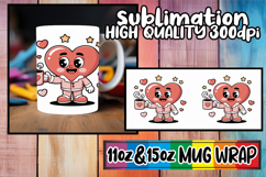 Pure elegance sublimation 11oz 15oz mug wrap, Valenines Hear Product Image 1