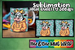 Luminous vibes sublimation mug wrap, Cute Cow Product Image 1