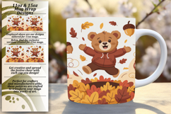 Charming 15oz Mug Wrap Png Template , Cute Bear Product Image 1