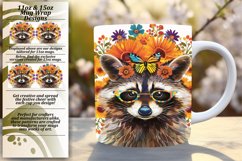 Colorful Raccoon &amp; Blooming Flower Mug Wrap Product Image 1