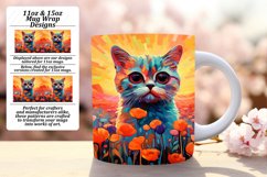 Vibrant Cat in Floral Mug Wrap Design Product Image 1