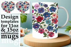 Heart of Flowers Mug Wrap Sublimation Pattern Product Image 1