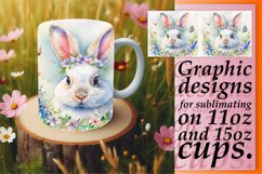 Watercolor Easter Bunny Mug Art: Vibrant Delight Product Image 1