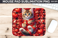 Watercolor Cat Mouse Pad Sublimation - Valentines PNG Design Product Image 1