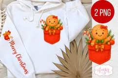 Christmas pocket and sleeve PNG design, Cute gigerbread man Product Image 1