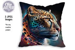 Jaguar 3 Modern Painting Colorful JPEG Images Neon Sky Set Product Image 3