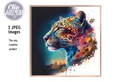 Jaguar 3 Modern Painting Colorful JPEG Images Neon Sky Set Product Image 4