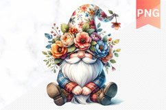 Floral Gnome Sublimation - Gnome Clipart Design Product Image 1